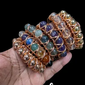 Pick Your Own Gemstones...Adjustable Copper Beaded Bracelet with Colorful Beads and Unique Design