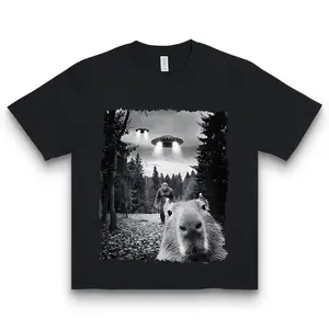 New[100% Cotton] Funny Capybara UFO Shirt, Alien Selfie Weirdcore T-Shirt, Space Capybara Meme Tee, Whimsical Animal Shirt, Caybara Graphic Tee Golf Gift T-Shirt For Men And Women