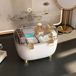Transparent Lid Short Leg Storage Box, Makeup Organizer for Desktop, Easy Access, Space-Saving, Essential for Beauty Enthusiasts, Clear Storage Box