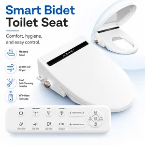 Smart Bidet Toilet Seat for Home Bathroom, with Heated Seat and Warm Dryer Fixture Smart Bidet Toilet Seat for Home Bathroom, with Heated Seat and Warm Dryer Fixture