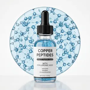 GHK Cu Peptide Serum Copper Peptide for Tightening Collagen Boosting Hydrating with Hyaluronic Acid Vegan Cruelty-Free Anti-Aging Treatment Hydrate Lightweight Moisture Smooth