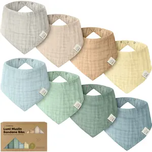 KeaBabies 8-Pack Muslin Baby Bibs for Boys, Girls - Muslin Bandana Drool Bibs for Baby Girl & Boy, Drooling Newborn, Teething Toddler, Infant 0-36 Months, Soft Cotton Extra Absorbent