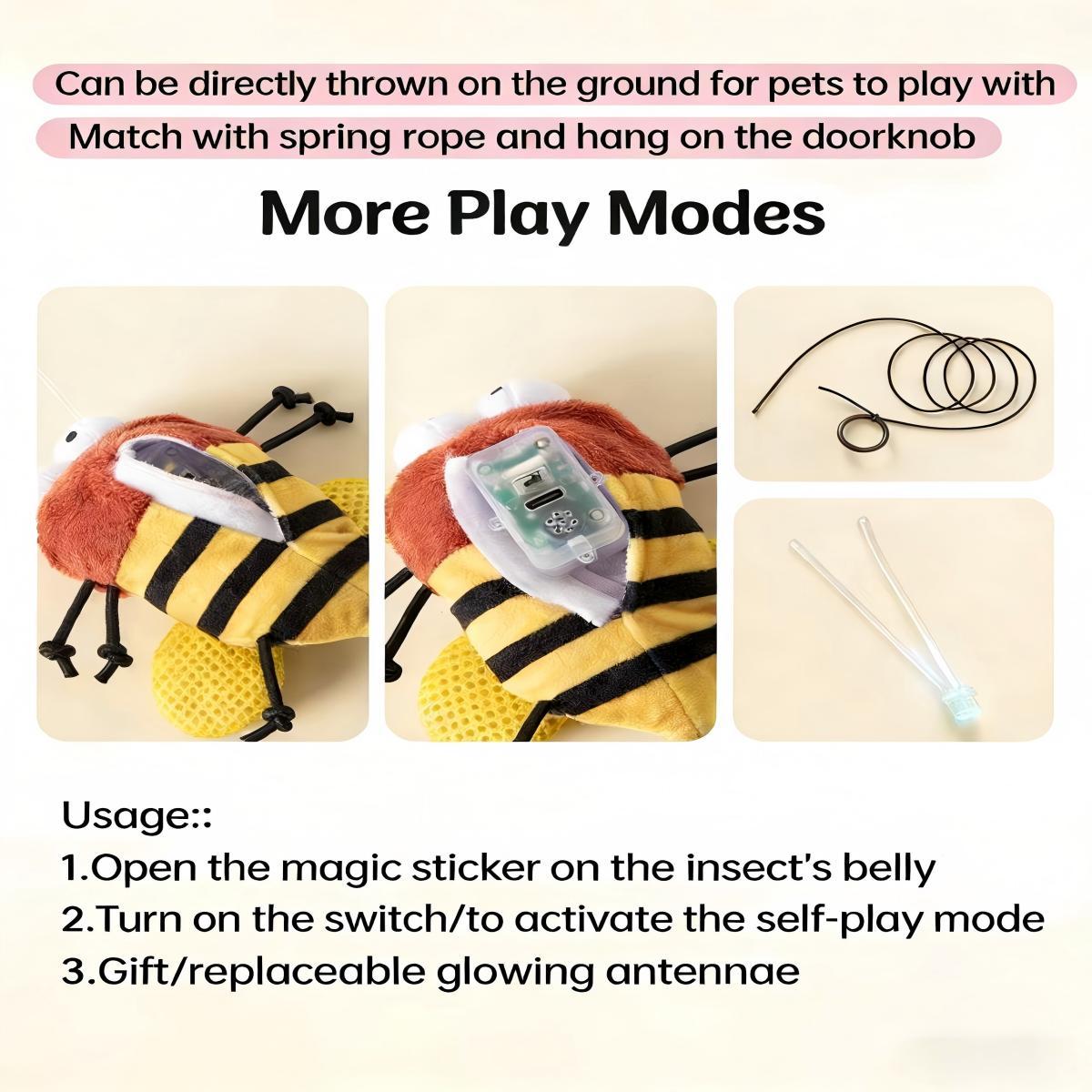Catnip-Infused Flying Insect Interactive Toy for Cats - Lights, Sound, Alluring Scent, Triggers Hunting Instincts, Engaging Play, Enhances Playtime Focus (Toys & Hobbies - Classic & Novelty, Stress Relief), Sharpens Focus, Unstoppable Excitement