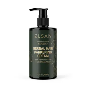 ZLSAN Herbal Semi-Permanent Hair Color Cream - 10 fl oz Black Dye, All At-Home, Natural, Non-Bleaching, Ready-To-Use Haircare Solution for Gray Coverage, Scalp Nourishing, At-Home Semi-Permanent Color