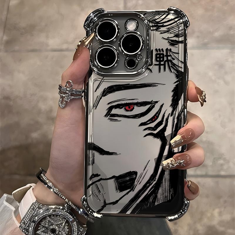 Anime Jujutsu Kaisen Gojo Satoru New Plating Case For iPhone 17 16 15 14 13 12 11 Pro Max Plus Air Shockproof Anti-Fall Armor Smartphone Cellphone Cover Protection Ddw-247Du241111303 Protective Casing Screen Protector