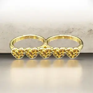 Heart nugget two finger ring