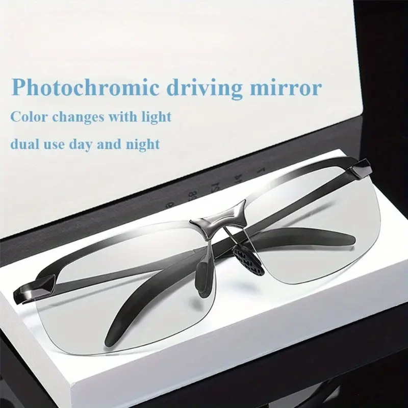 1pc Photochromic Sunglasses, Men's Polarized Driving Chameleon Glasses, Men's Color-changing Sunglasses Day and Night Vision Driving Glasses, Color-changing Polarized Riding Sunglasses, Sunglasses for Driving, Chameleon Sunglass Change Color