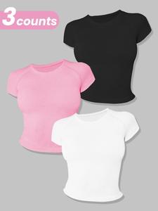 women's solid raglan sleeve sports tee, workout tops, fall outfits, casual comfy breathable round neck t-shirt for yoga gym workout running, ladies sportswear gym tops, activewear, jersey top, workout clothes women, sports clothing