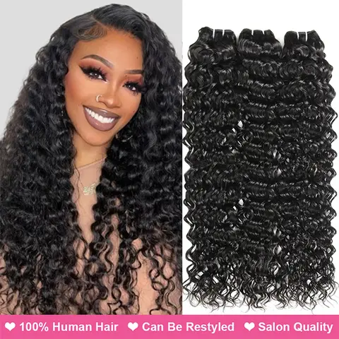 Uwigs Wavy Hair Bundle, 1/3/4 Remy Human Hair Weave Extensions, Natural Color Fashion Accessory Pieces