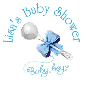 Silver Spoon - Baby Boy Shower Sticker Labels
