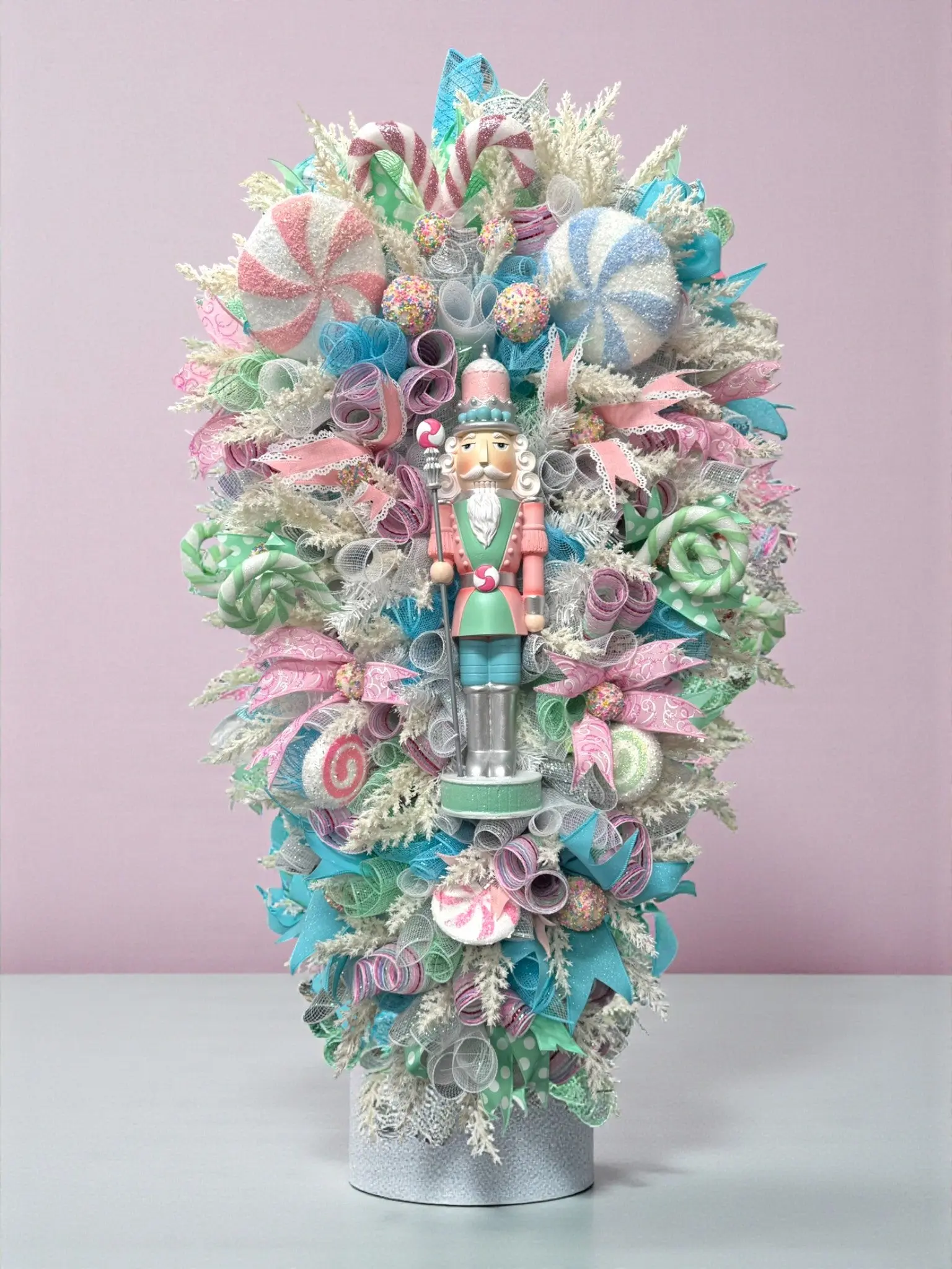 Pink Nutcracker Christmas Swag Wreaths ~ Double Door Christmas Wreaths