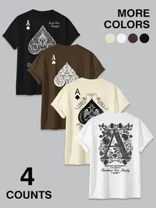 Ace of Spades Vintage Graphic 4-Pack T-Shirts - Gothic Streetwear Tees