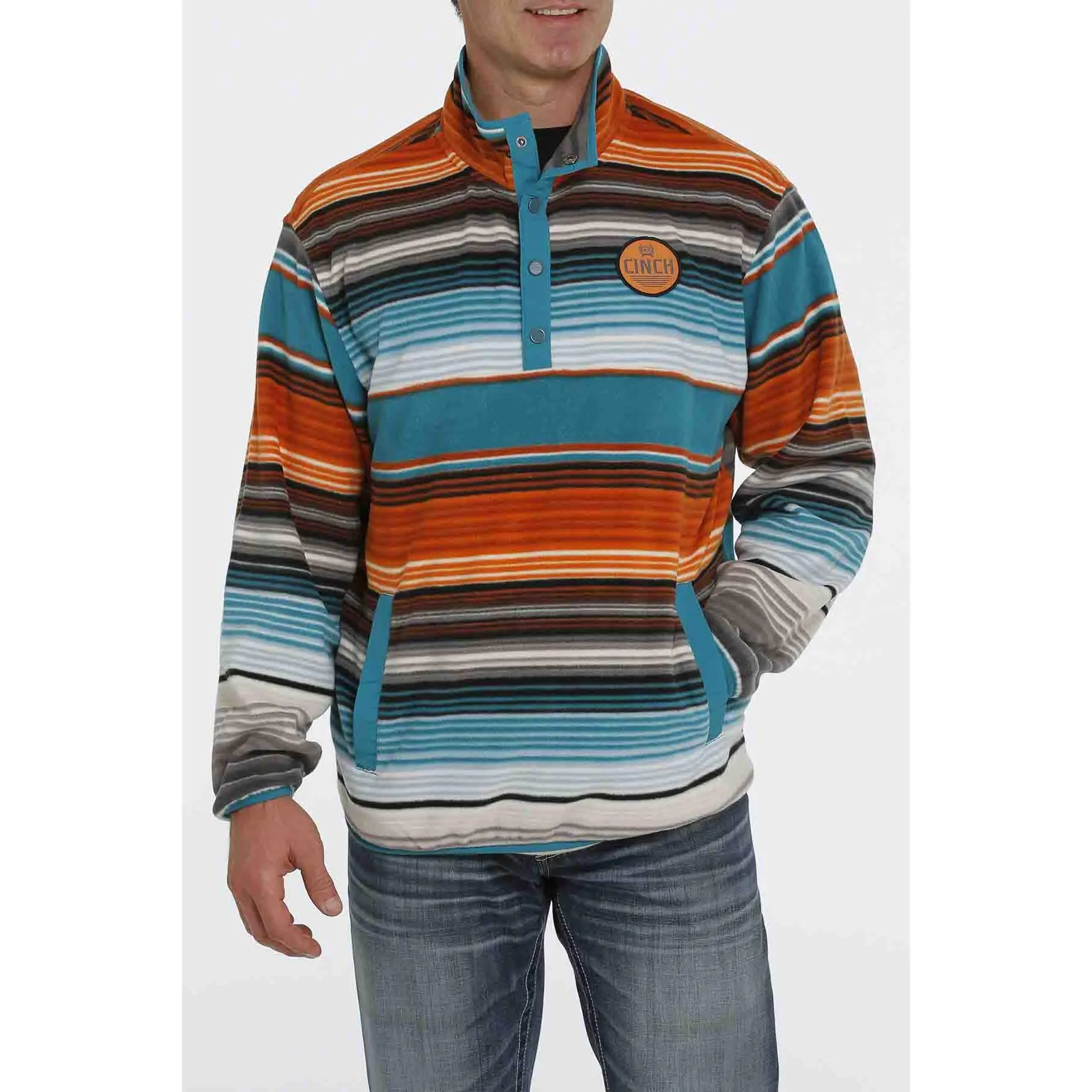 Cinch Fleece Pullover Teal-Multi