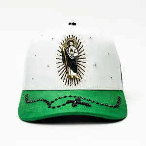 Hat San Judas White Rosario Crystals