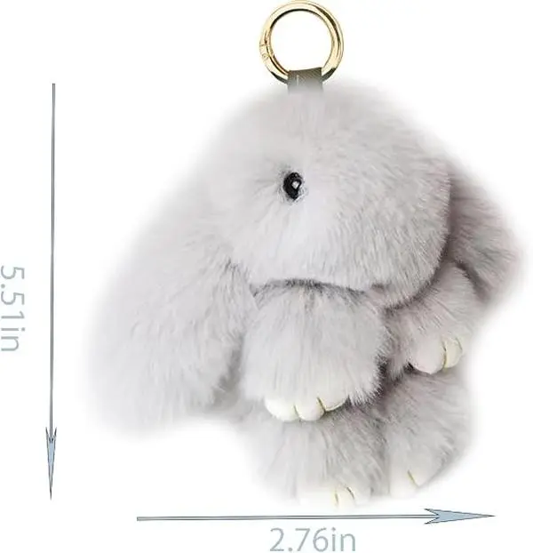 Fluffy Bunny Stuffed Animal Keychain - 5.5in Whimsical Accessories Key Ring, Women's Backpack Purse Fashion Accessory, Ideal Valentine/Christmas/Birthday Gift for Girlfriend, Fluffy Bunny Keychain, Key Ring Accessory