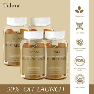 Tidora Sleep Gummies - Nighttime Recharge, Ashwagandha & Elderberry, Gluten-Free, Non-GMO, FDA-Approved, Natural Sleep Aid, Immune Boost, Anti-Inflammatory, Antioxidant, Melatonin, Insomnia Relief, Testosterone Support, 60 Gummies