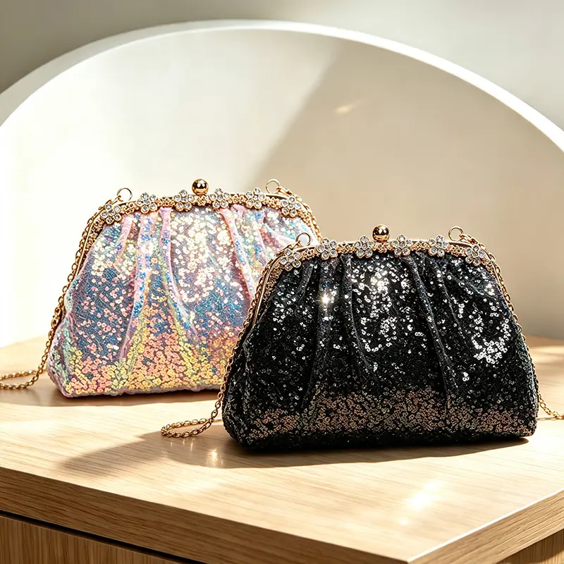 Women's Elegant Glitter Sequin Clutch Purse, Glam Evening Bag for 2026 Party, Prom Events weekend travel house great gift fashion crossbody tote