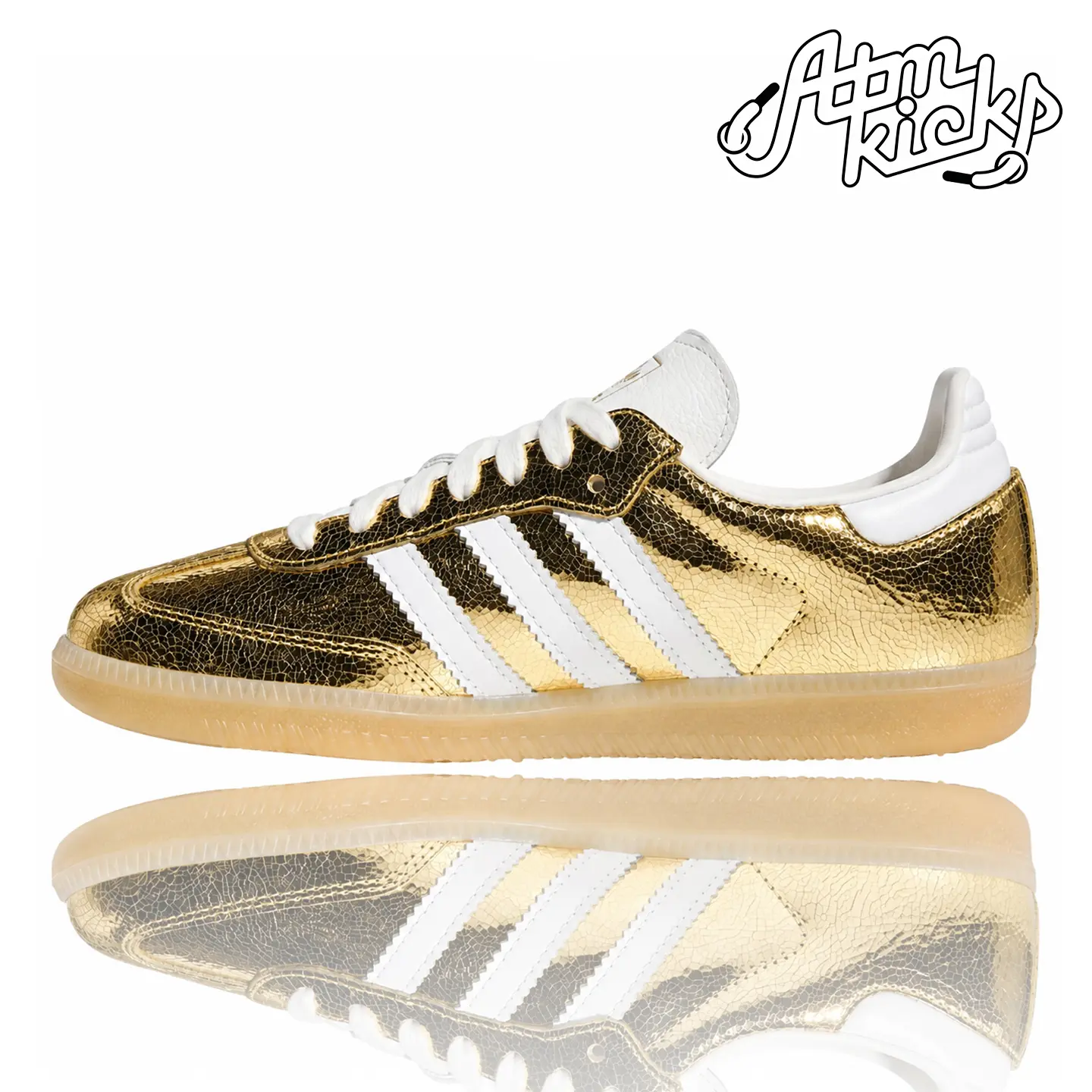 adidas Samba OG Gold Metallic Cracked Leather (Women's) KI5719 Authentic Shoes Footwear Sneaker Trainer Comfortable Walking Fashion Trending Gift