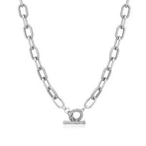 Aprilery Women's Twisted Rope Statement Necklace - Dual-Tone Oval Link Design, Versatile Fashion Jewelry