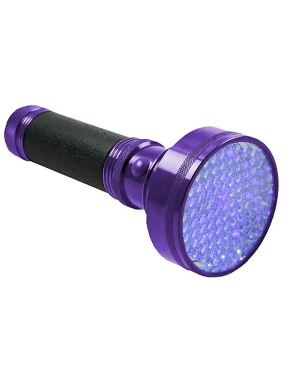 900212 100 LED UV Blacklight Flashlight, Battery Powered, Detects Counterfeit Currency