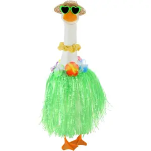 Grass Skirt Goose Outfit Hawaiian Luau Porch Clothes for 23'' Goose Lawn Garden Patio Yard Porch Summer Outdoor Decorations