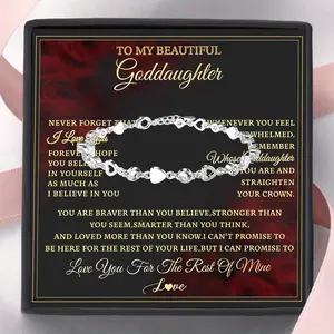 1pc Newest Heart Bracelet Gift, Jewelry Gift For god-daughter, Birthday Gift From Godmother and Godfather, Best Christmas Gift, Gift Box+ Gift Card+ Bracelet.