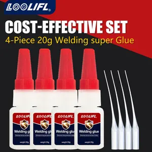 4PCS Oily Glue, Strong Adhesive, Quick Dry Adhesive, Fast Drying Adhesive, Plastic Glue, Fast Repair and Curing for Metals, with Anti Clog Cap, for Wood, Rubber, Leather, Plastic, Rhinestone Jewelry, DIY Handcrafts (1, 20g)
