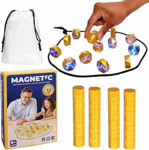 Magnetic Chess Game-Fidget Magnetic Chess Strategy Game for 2–4 Players Comes with 20 Powerful Magnetic Pieces, Portable Storage Bag and Game Rope Ideal for Family Game Nights, All-Age Tabletop Board Game, Fun Parent-Child Interactive Toy for Kids