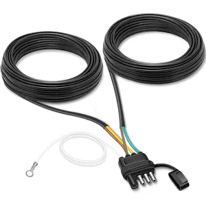 22Ft 4 Pin Trailer Wiring Harness Kit with PVC Protective Sleeve, 4 Pin 5 Wire Plug for Enhanced Durability - Wishbond Trailer Wire Kit