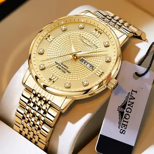 LANGQIES Men's  Luxruy Watch with Swiss Movement 42mm Dial Sapphire Crystal Stainless Steel Band Luminous Water-Resistant Dual Calendar Elegant Design