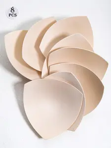 8pcs triangular design, classic skin-tone reusable bra inserts, invisible and push-up, enhances small bust, looks good, suitable for parties, pools, proms, and other occasions