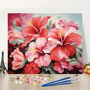 1Pcs Hibiscus Flower Bouquet - Beginner DIY Paint by Numbers Kit - 16x20 Inches - Unframed - Color by Number - Handcraft Art Set - Paint by Numbers - Acrylic Number Painting - for Home Wall Decor and Gift - Frame Not Included