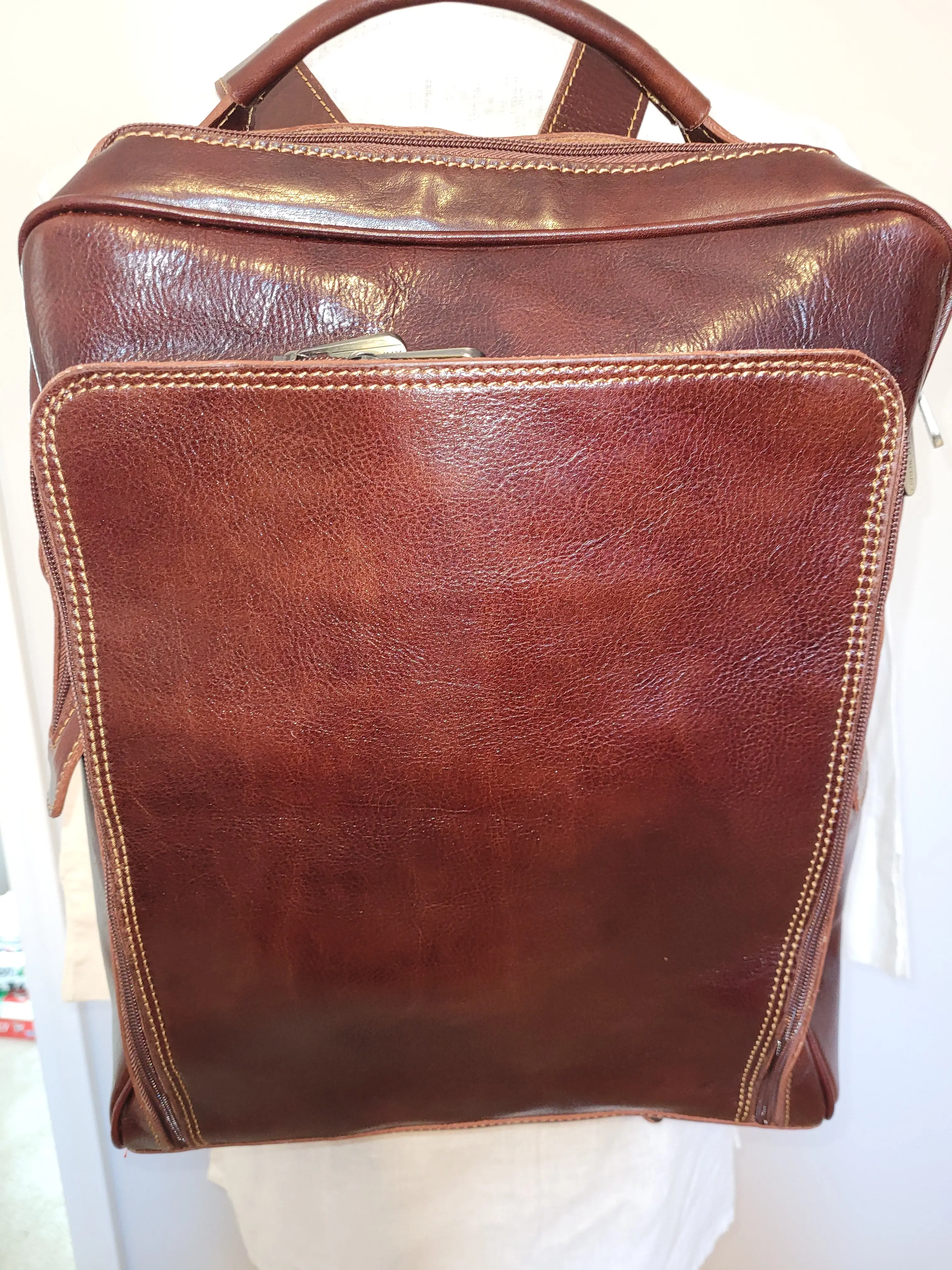 Brown Italian Leather Backpack