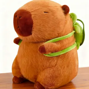 9-Inch Kawaii Capybara Plush with Turtle Backpack – Soft Weighted Cuddle Pillow, Perfect Birthday Gift for Boys & Girls, Chic Plush Bedroom Decor