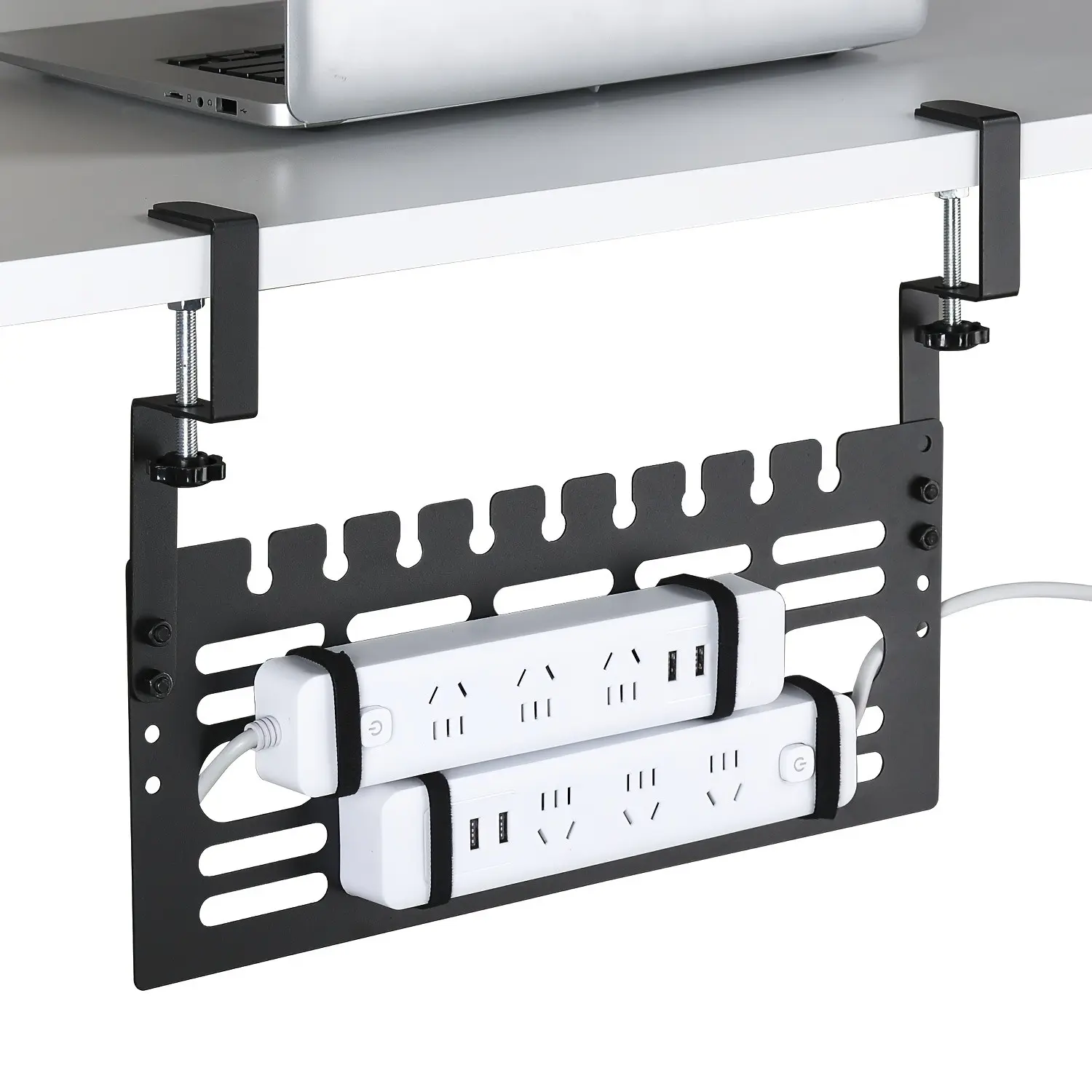 Cable Management Rack, No-Drill Cable Storage Tray, Adjustable 16 Inch Desktop Stand, Office/home Desk Wire Organizer with 5m Cord Ties, Desk Mount, Office Desk Accessories
