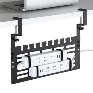 Cable Management Rack, No-Drill Cable Storage Tray, Adjustable 16 Inch Desktop Stand, Office/home Desk Wire Organizer with 5m Cord Ties, Desk Mount, Office Desk Accessories