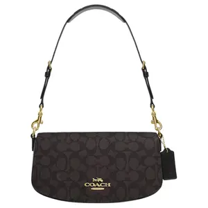 COACH Andrea 24 Classic Monogram Detachable Strap PVC and Leather Tote Shoulder Bag Medium Women's Walnut and Black
