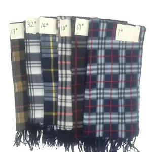 Autumn and Winter Black and White Plaid Thickening Thermal Unisex Scarf 165cm Handmade Double-Sided Velvet Retro Style Mid-Length Warm Scarf