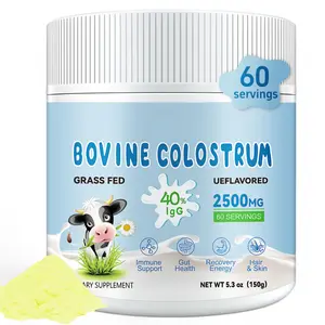 Bovine Colostrum Supplement Powder 2500mg, 40% IgG Grass-Fed Cows Colostrum Bovino Organico for Gut Health, 5.3oz*2