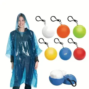 6PCS Portable Rain Ponchos Emergency Waterproof Raincoats with Keychain Ball Compact Lightweight for Outdoor Travel Camping Hiking