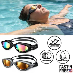 Mirrored Swimming Goggles Anti Fog Comfortable UV Protection Adult Swim Glasses