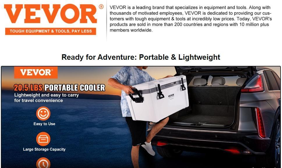 VEVOR Insulated Portable Lunchbox Cooler, Max 52 qt - Holds 50 Cans, Ice Retention Hard Cooler with Heavy Duty Handle, Ice Chest Lunch Box for Camping, Beach, Picnic, Travel, Outdoor VEVOR Insulated Portable Lunchbox Cooler, Max 52 qt - Holds 50 Cans, Ice Retention Hard Cooler with Heavy Duty Handle, Ice Chest Lunch Box for Camping, Beach, Picnic, Travel, Outdoor