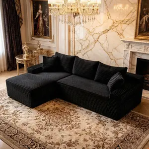 94.5" Cloud Modular Sectional Sofa Couch with L-Shape Chaise,Modern Minimalist Upholstered Couches for Living Room Bedroom,Deep Seat Corner Couch,No Assembly Required, Black