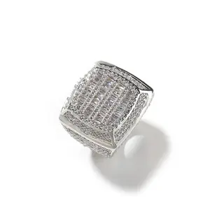 3-7New retro square hip-hop ring, male personality domineering index finger ring, niche hipster ring