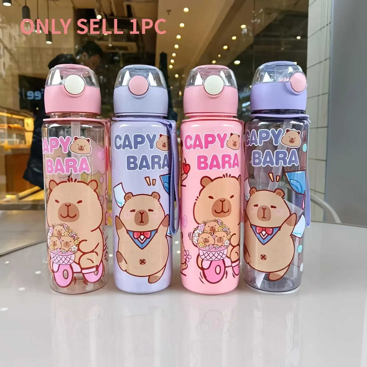 700ML Capybara Theme Cute Leakproof Water Bottle with Handle, Leak-Proof Design with Straw, Ideal for School and Camping, Great Graduation Birthday Gift