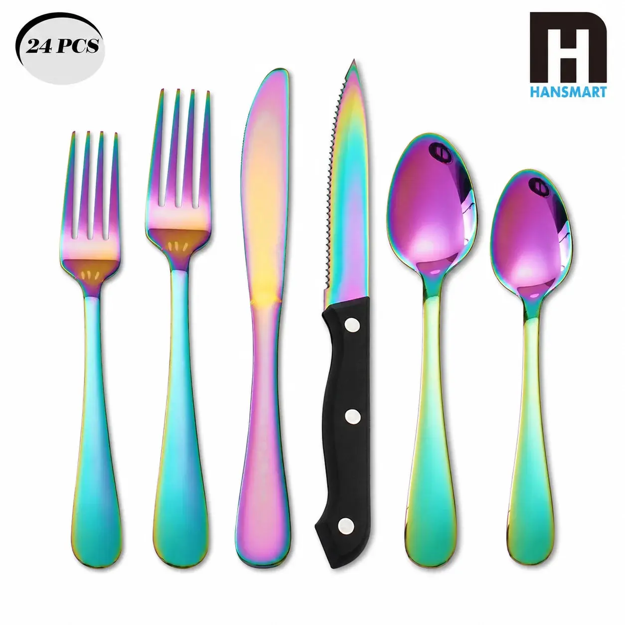 24Pcs Rainbow Iridescent Titanium Plated