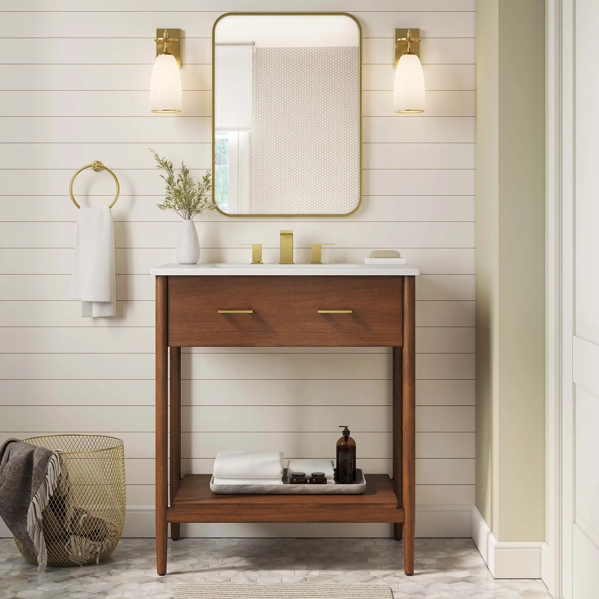 Zaire 30" Bathroom Vanity in Walnut White