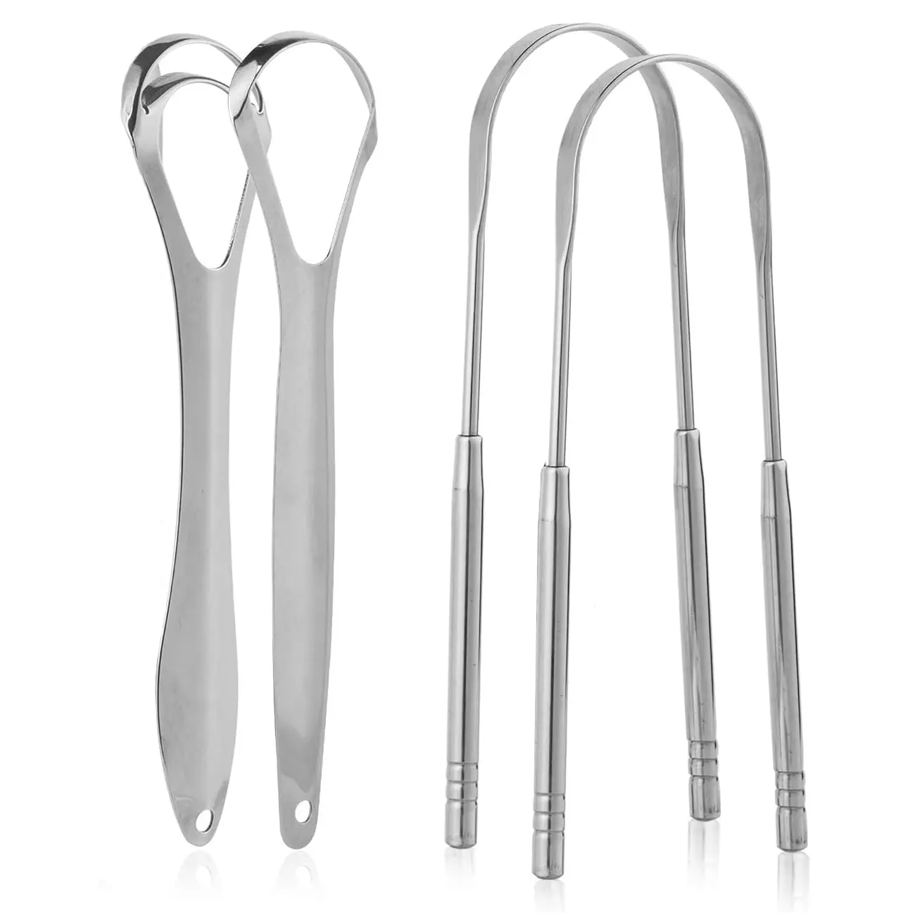 4-Pack Stainless Steel Tongue Scrapers with Travel Cases – Reusable Tongue Cleaner for Fresh Breath & Oral Health