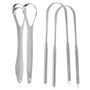 4-Pack Stainless Steel Tongue Scrapers with Travel Cases – Reusable Tongue Cleaner for Fresh Breath & Oral Health