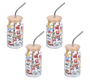 Temp-tations Seasonal 16-oz Glasses w/Wood Lids and Straws
